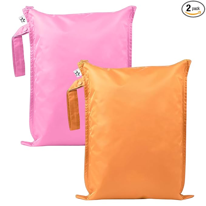 Tiny Twinkle Mess Proof Wet Bags | 2-Pack Reusable Waterproof Wet Bags for Swimsuits | Baby Clothes | Travel & Diaper Bag (Sweet Treat)