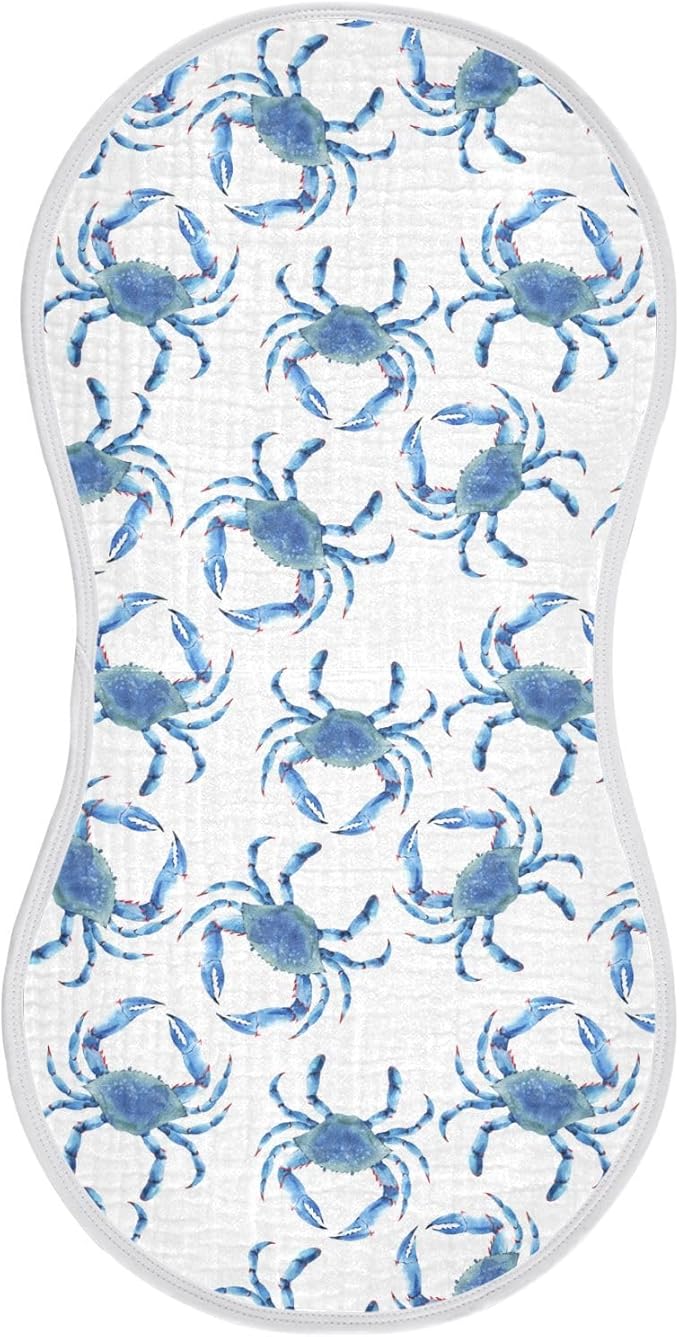 vvfelixl Burp Cloths Blue Crabs for Baby Boy Girls Baby Washcloths Burp Rags 1 Pack