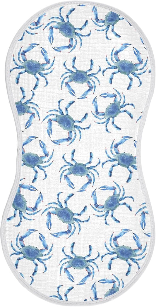 vvfelixl Burp Cloths Blue Crabs for Baby Boy Girls Baby Washcloths Burp Rags 1 Pack