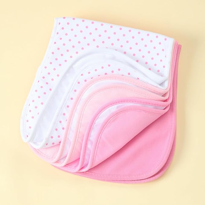 Waterproof Baby Burp Cloths 8-Pack - 4-Layer Super Absorbent Fabric, Extra Soft Plush Spit Up Rags for Newborns Infants, Unisex for Baby Boy Girl, Milk Spit Up Infant Towels