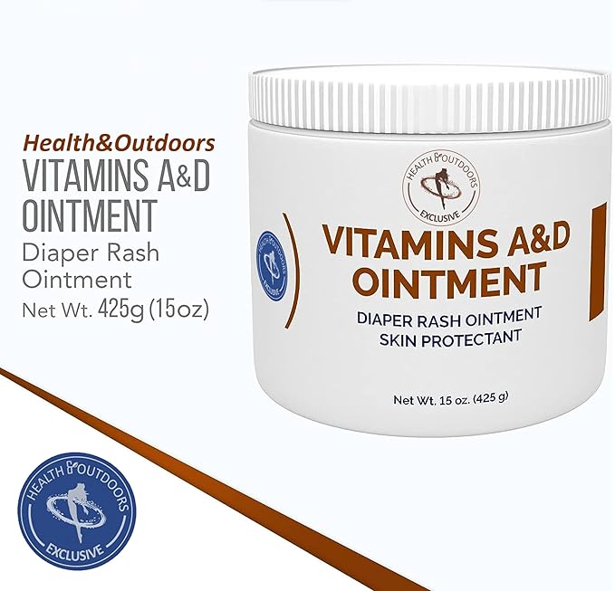 Vitamin A & D Ointment 15 Oz Jar (2 Count) Skin Protectant for First Aid, Cuts, Burns, Chaffing, Dry Skin Wounds and Scrapes