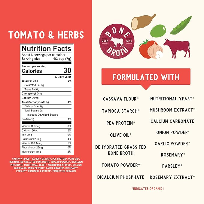 Serenity Kids 6+ Months Grain Free Baby Puffs - On-the-Go Baby Travel Snacks - USDA Organic & Gluten Free Toddler Puffs - Tomato & Herbs, 1.5 Oz, Pack of 6