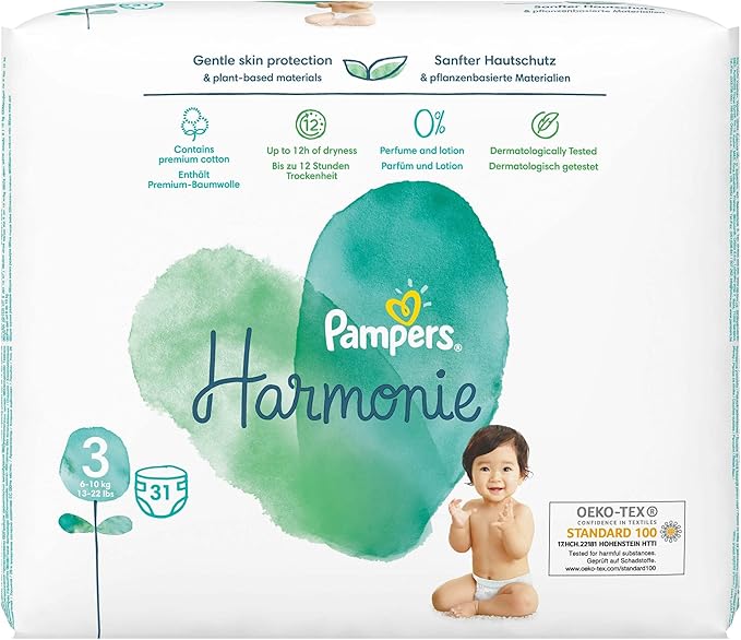 Pampers Harmonie (Pure) Nappies Size 3, 6-10 kg, 31 Count