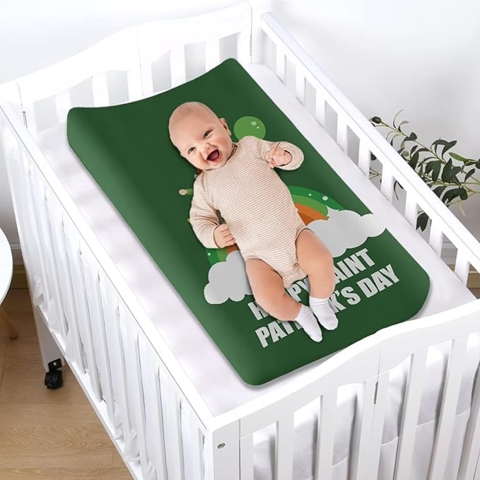 Man Rainbow Changing Pad Cover Soft Diaper Changing Mat Cover for Baby Stretchy Universal Tray Table Mat St. Patrick's Day Table Sheets