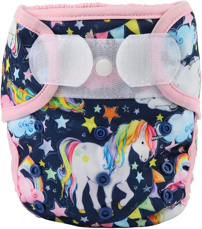 Baby Cloth Diaper Cover Nappy Hook and Loop Double Gusset for Girls (Star Horse), PUL Material, One Size, 1 Count