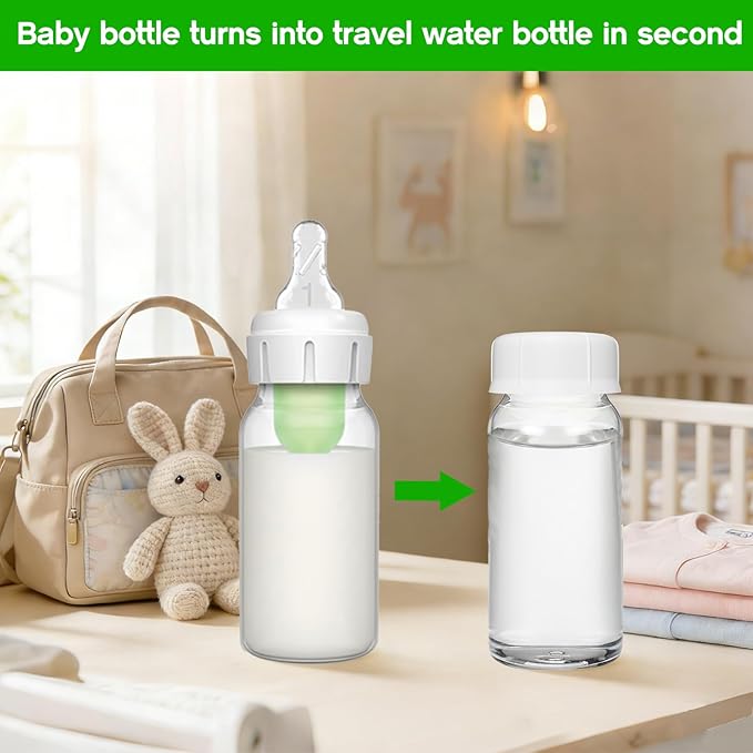 10PCS Baby Bottle Caps for Dr Brown Narrow Bottles, Travel Bottle Lids Replacement for Narrow-Neck Bottle, Tight and Leak-Proof, White