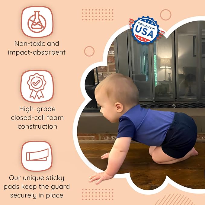 Soft Seat Edge Cushion Fireplace Hearth Guard Bumper Pad Child Proof Padding (Medium, Gray-fits Width from-69-80")