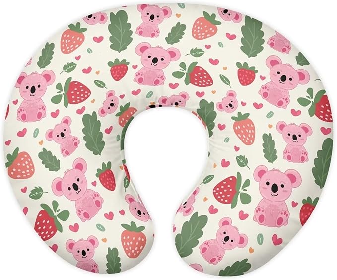 Strawberry Koala Nursing Pillow Cover for Newborn Feeding Pillow Cover U-Shaped Breastfeeding Pillow Case Hidden Zipper Design Soft and Skin-Friendly Xmas Decor