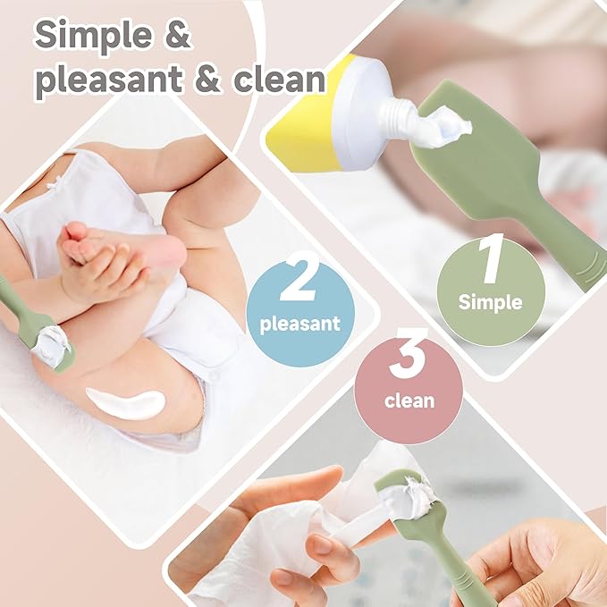 babove Baby Diaper Cream Spatula Applicator 3 Pack with 3 Travel Cases - Soft Silicone Butt Paste Spatula with Suction Cup - Portable Newborn Essentials Must Haves for Diaper Bag (Red Blue Khaki)