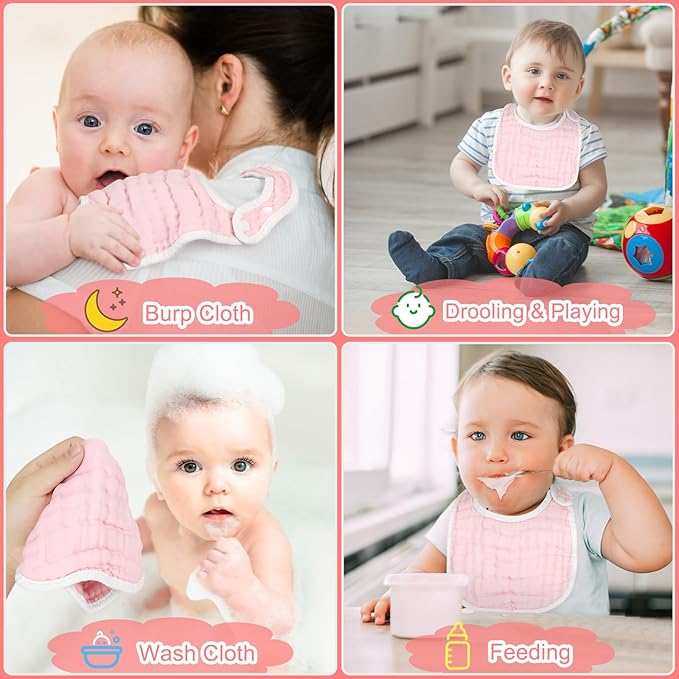 Accmor Muslin Baby Bibs, 6 Pack Soft Cotton Baby Bandana Drool Bibs for Boys Girls Teething and Drooling