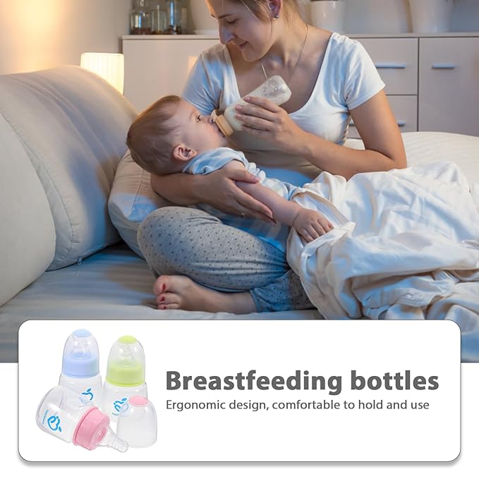 Kisangel Mini Infant Feeding Bottles Set 9 Pack 4Oz Plastic Baby Bottles with Soft Nipples Leak-Proof Design for Newborns Travel and Juice Milk Feeder