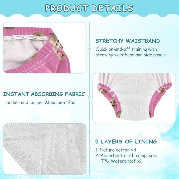 Joko Ivery 1 Hot Pink Custom Potty Training Pants Traning Potty Panty Unisex for Boys Toddlers Girls 5T 3Pcs