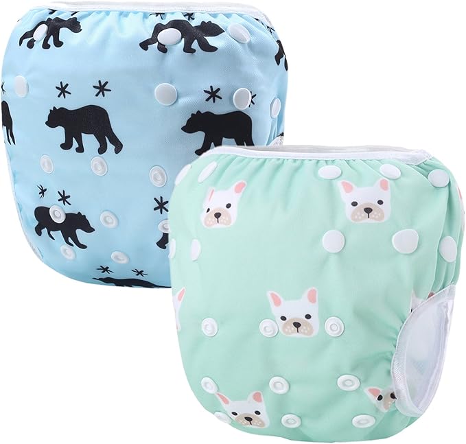 storeofbaby Reusable Swim Diapers Covers Waterproof Swimming Pants for 8-36lbs Unisex Baby Pack of 2