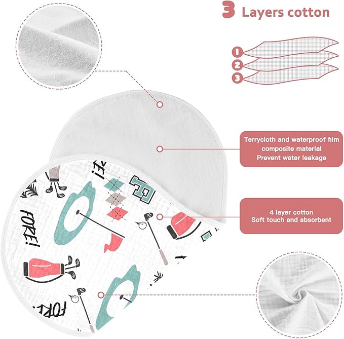 Golfer Golf Sports Burp Cloths Baby Boys Girls Absorbent Soft Cotton Burping Cloths Rags, 2 Pack