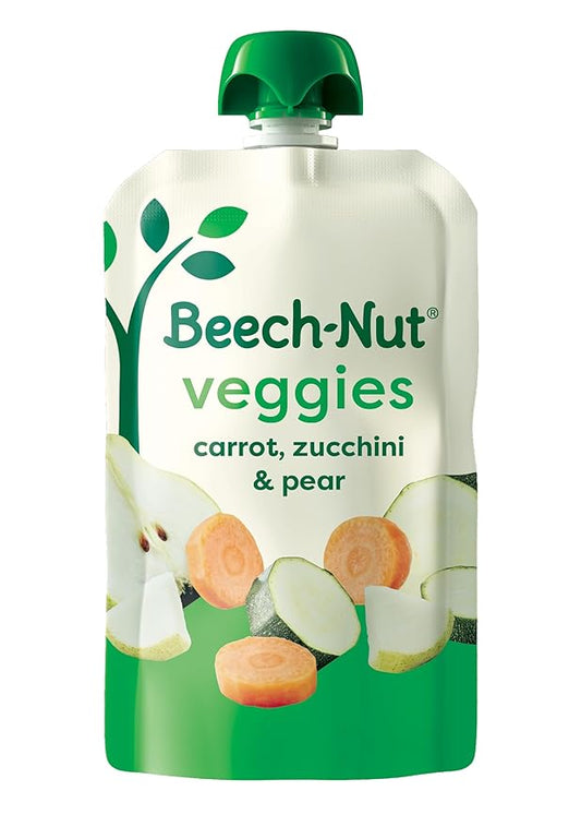 Beech-Nut Baby Food Pouches, Carrot Zucchini & Pear Veggie Puree Baby & Toddler Food, 3.5 oz (12 Pack)