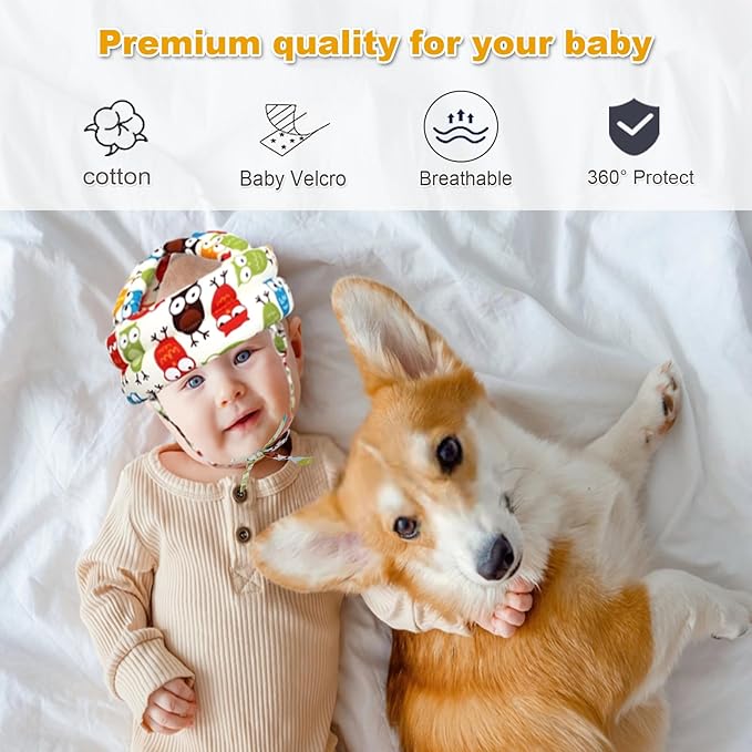 Toddler Baby Safety Helmet, Adjustable Cushion Breathable Infant Baby Protection Hat