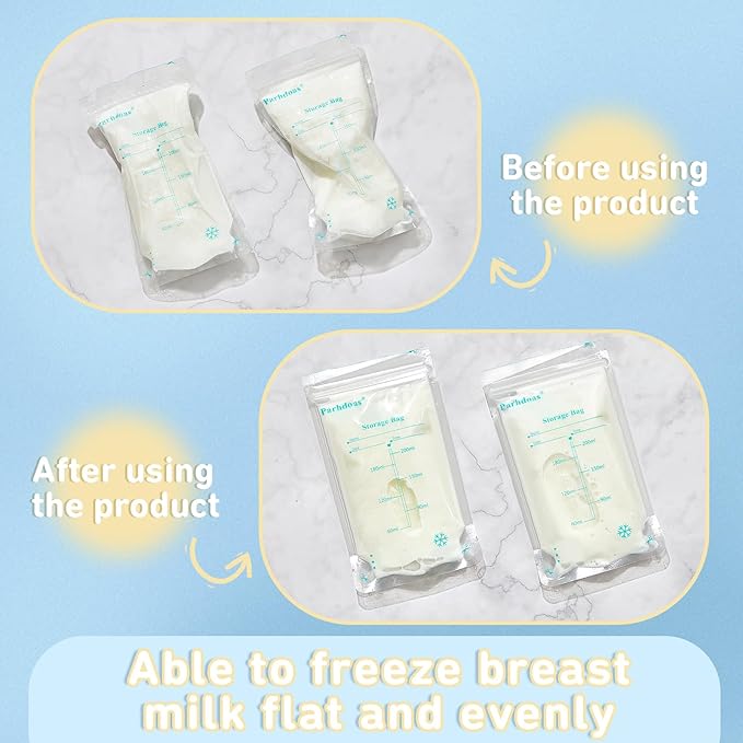 Hushee 6 Pcs Clear Flat Breast Milk Freezer Storage Organizer 7.87 x 4.72 x 0.6 Inch Breastmilk Freezer Flattener Space Saving Breastmilk Freeze Tray for Breastfeed Bags Organizer