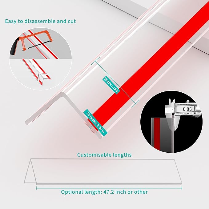 30x30mm Self Adhesive Corner Guard, 2pcs 47.2" Wall Corner Protector Strip, Flexible PVC Edge Trim, Peel and Stick Corner Protection for Furniture, Wall Edges & Table Corners