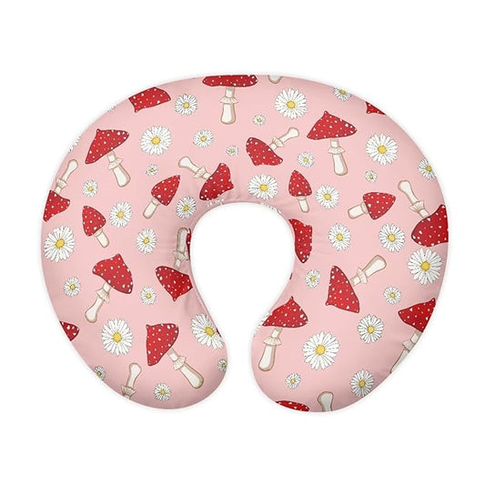 Mushroom and Daisy Nursing Pillow Cover for Baby Boy Girl Soft and Stretchy Safely Breastfeeding Pillow Cover Baby Essentials