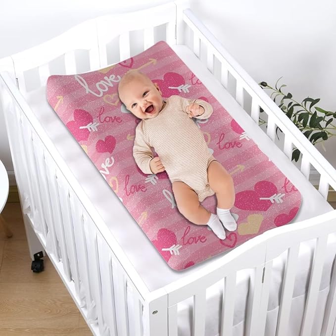 Love Heart Changing Pad Cover for Baby Girls Boys Comfort Diaper Change Table Pad Covers Soft Changing Pad Sheets