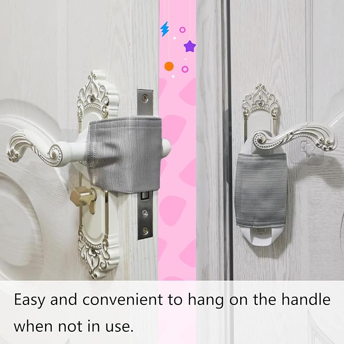 Baby Proof Door Silencer & Cloth Latch Cover, Quiet Close Anti-Slam Pads to Prevent Slamming and Accidental Locking, for Nursery and Toddler Safety (3, Medium Gray, 4.1 * 3.1 inches)