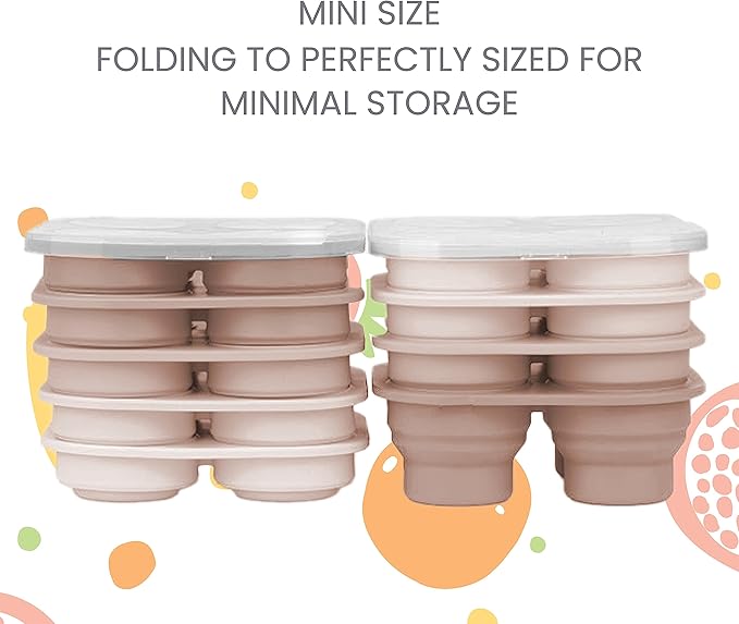 Lulyboo Baby Food Freezer Tray with Lid - Foldable Silicone Portable Storage for Homemade Baby Food, Fruit & Veggie Purees, 4 Compartments, BPA-Free, Space-Saving & Easy to Clean