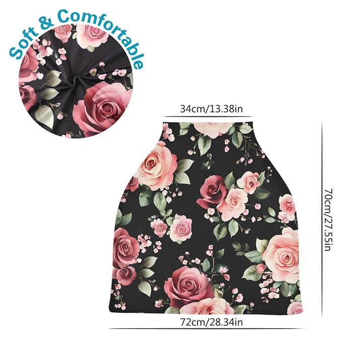 Nursing Cover Watercolor Flower Breastfeeding Soft Carseat Canopy Multi Use for Baby Car Seat Covers Canopy Shopping Cart Cover Scarf Light Blanket Stroller Cover