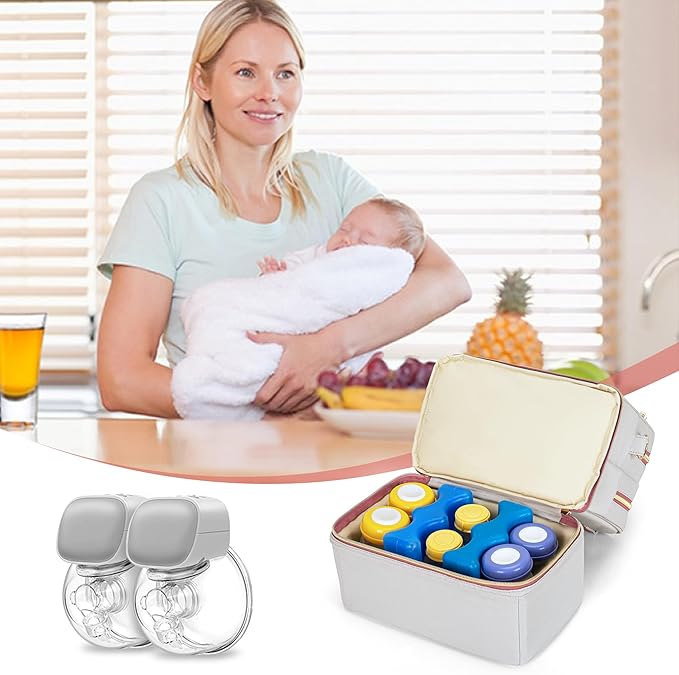 Damero Wearable Breast Pump Bag with Cooler Compartment Compatible with Elvie, Willow and Medela Electronic Pumps, Wearable Pump Tote with Waterproof Mat for Working Moms