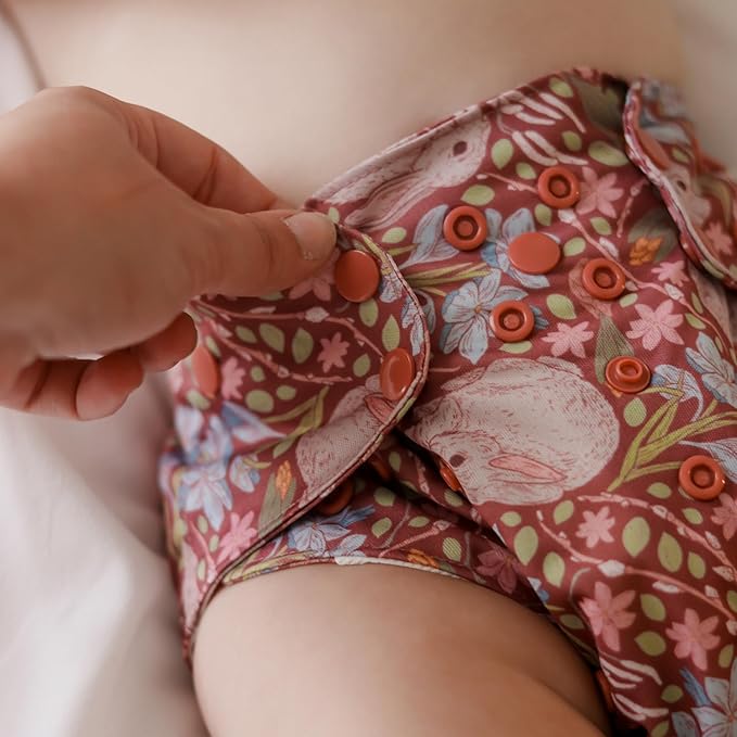 Kinder Cloth Diapers Reusable Baby Diapers Pocket Style Athletic Wicking Jersey, Wet Bag, Newborn to Potty Training 7-60lbs, One Size, Inserts NOT Included (Garden Party, 5 Pack, Without Inserts)