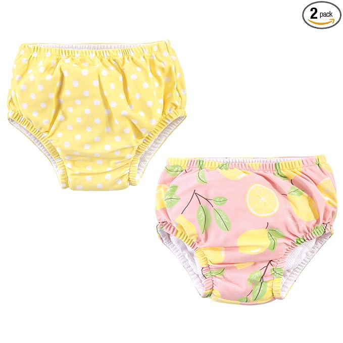 Hudson Baby Unisex Baby Swim Diapers, Pink Lemons, 5 Toddler