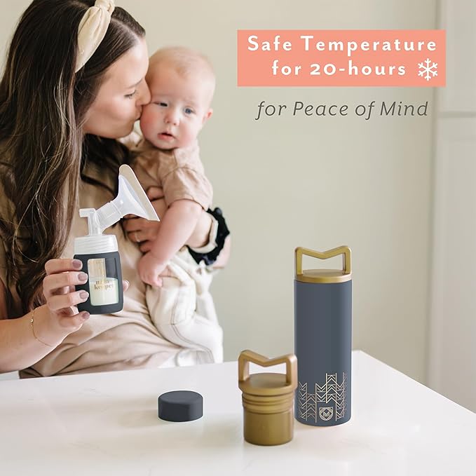 Mila's Keeper Portable Insulated Breast Milk Cooler Set | 20 Hr Storage | Cooler, Breast Milk Storage Bottle & Ice Pack for Travel | Fits Leading Pumps | Wide Neck Starry Night