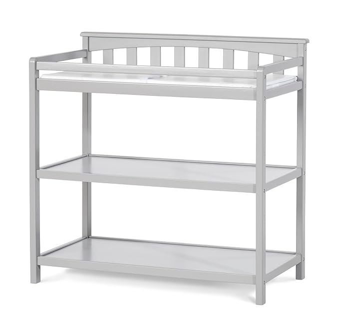Child Craft Flat Top Changing Table with Pad, Cool Gray
