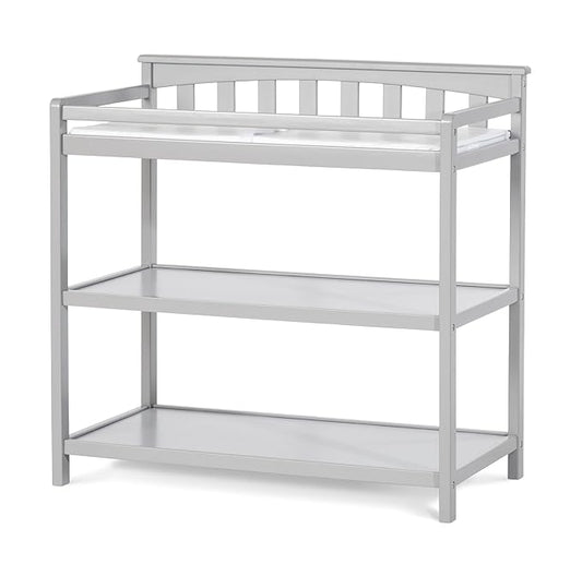 Child Craft Flat Top Changing Table with Pad, Cool Gray