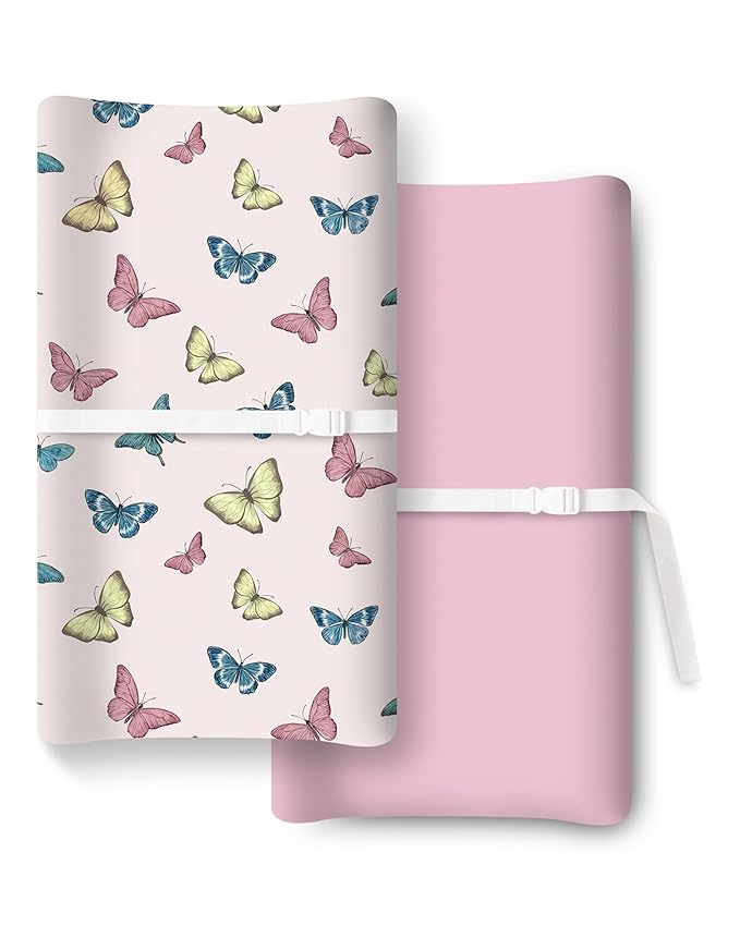 Extra Stretchy Changing Pad Cover, Ultra Soft Premium Jersey Knit Changing Pad Sheets, Unisex for Boys Girls, Fits All Standard Changing Tables/Dresser Tops - 2 Pack