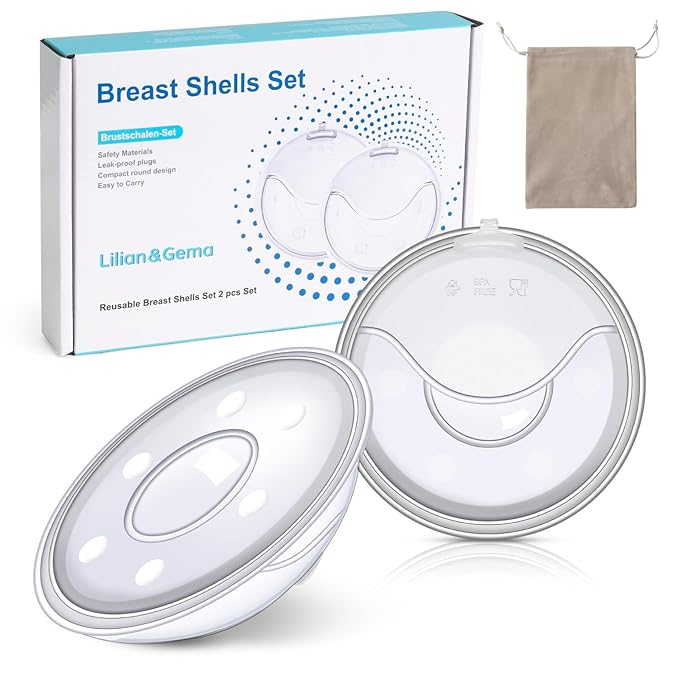 Lilian&Gema Milk Collector Catcher for Breastmilk - 2 Pcs Silicone Breast Pad Nursing Cup Milk Saver for Nursing Moms, Protect Sore Nipples, Extra-Soft and Reusable for Breastfeeding White