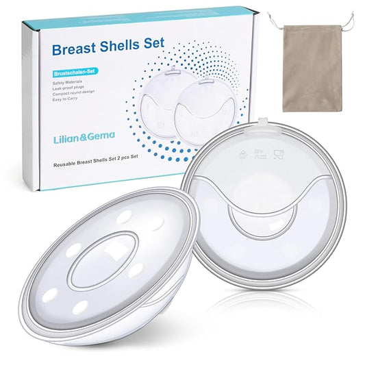 Lilian&Gema Milk Collector Catcher for Breastmilk - 2 Pcs Silicone Breast Pad Nursing Cup Milk Saver for Nursing Moms, Protect Sore Nipples, Extra-Soft and Reusable for Breastfeeding White