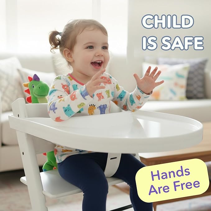 High Chair Tray for Stokke Tripp Trapp - White - No Baby Set Needed. Suction Surface. Snap-on. BPA Free.
