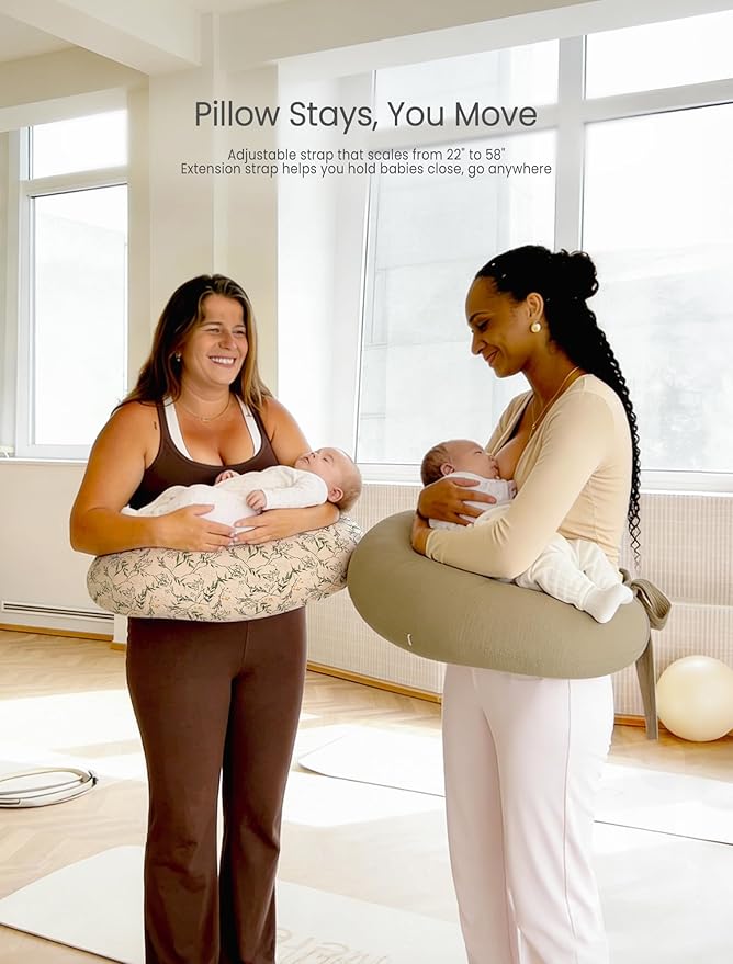 lulumoon Muslin Nursing Pillow Covers - 2-Pack Cotton Slipcovers for Breastfeeding Pillow - Extended Adjustable Strap for Secure Fit & Stable Support - Hidden Zipper Safety for Bottle-Feeding