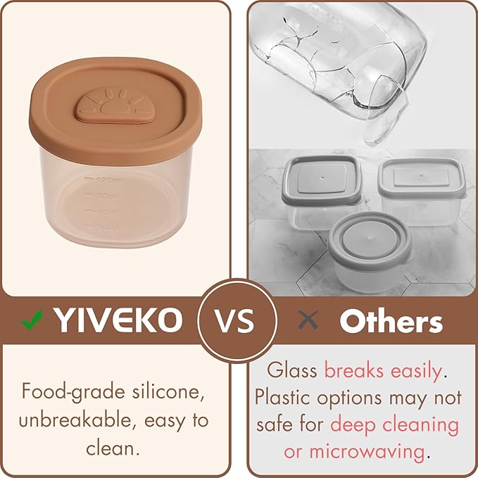Baby Food Containers with Lids Silicone Baby Food Storage Containers for Infants & Toddlers, Leakproof Freezer-Safe Reusable Baby Food Jars for Breastmilk & Solid Foods, 4oz Silicone Containers, 4PK