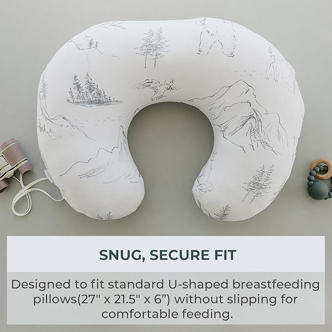 Pobibaby 1-Pack Premium Nursing Pillow Cover - Ultra Soft & Stretchy 96% Cotton, Breastfeeding Pillow Cover for Baby Boys and Girls (Explore)