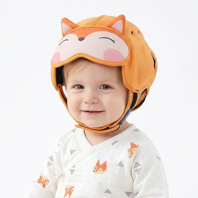 Mambobaby Baby Head Protector Helmet for Crawling and Walking, Breathable Soft Helmet, Ultra-Lightweight & Adjustable, Prevents Bumps Safety Helmet for Infants Toddlers 6-24 Months (Vivid Fox)