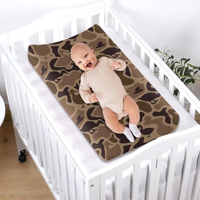 Camo Hunting Duck Changing Pad Cover for Baby Soft Diaper Change Table Covers with Elastic Edge Washable Cradle Mattress Sheets 32"x16" Inch