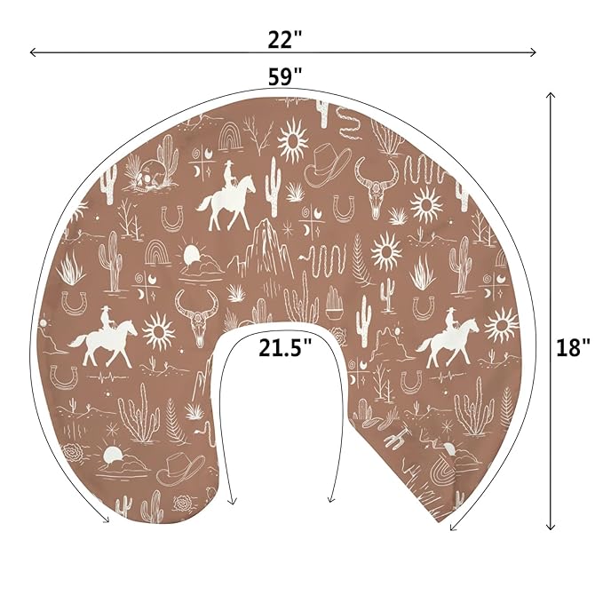 Western Cowboy Baby Nursing Pillow Covers for Boy Girl Wild West Cactus Mountain Snake Cattle Skull Sun Nursing Pillow Slipcovers for Breastfeeding Pillows Desert Adventure Soft Stretchy Cover