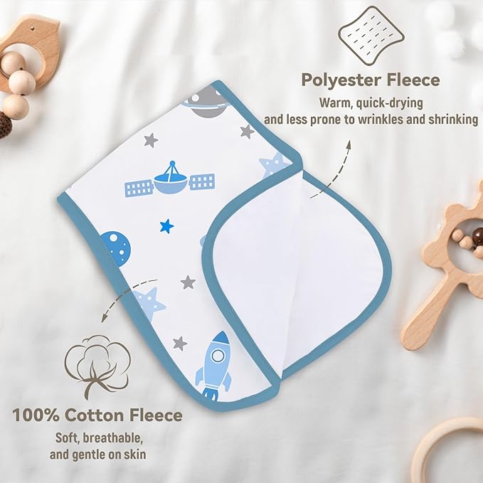 5 Pack Burp Cloths Organic Cotton, Blue Baby Burp Cloths Boy Girl, Absorbent Baby Burping Cloth, Soft Burping Cloth Set for Feeding, New Mom Gifts for Newborns Essentials Gift Set, 19”x9”