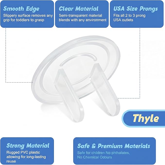 Thyle 100 Pcs Outlet Covers Bulk Child Baby Proofing Plug for Electrical Outlets Covers Easy Install Socket Sturdy Safe Secure Baby Proofing Kit for Home Office Bulk
