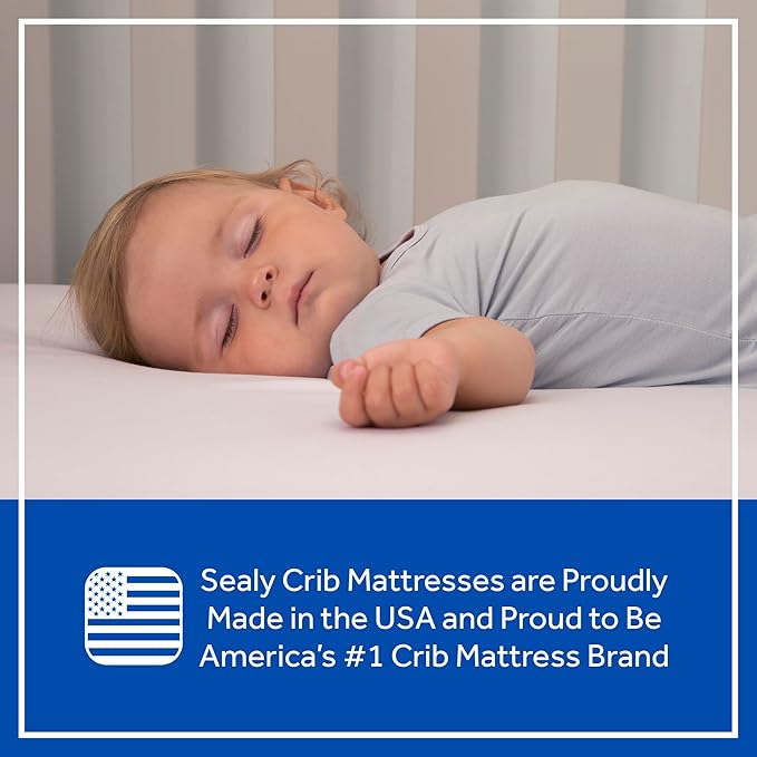 Sealy Baby Antibacterial Waterproof 2 Sided Contoured Diaper Changing Pad for Dresser or Table, Durable Easy to Clean Surface, Supportive Soybean Enhanced Foam, Made in USA, White, 32x16"