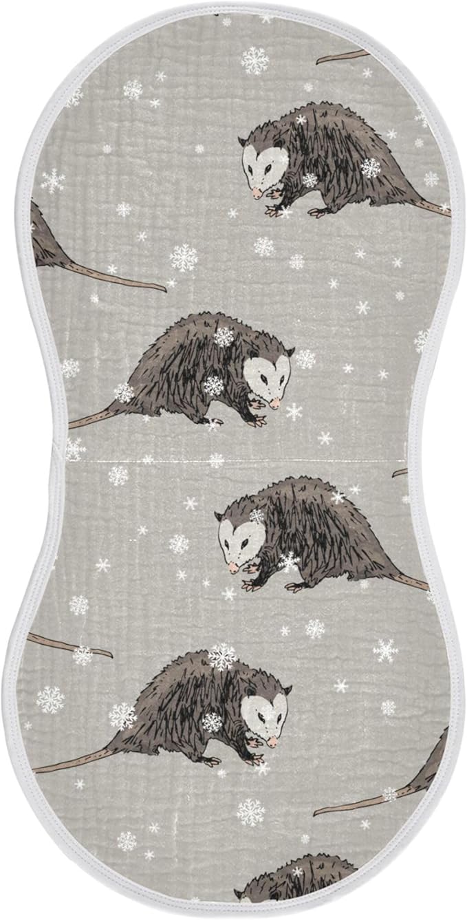 Winter Opossum Possum Burp Cloths Baby Boys Girls Absorbent Soft Cotton Burping Cloths Rags 1 Pack