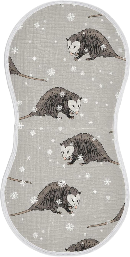 Winter Opossum Possum Burp Cloths Baby Boys Girls Absorbent Soft Cotton Burping Cloths Rags 1 Pack