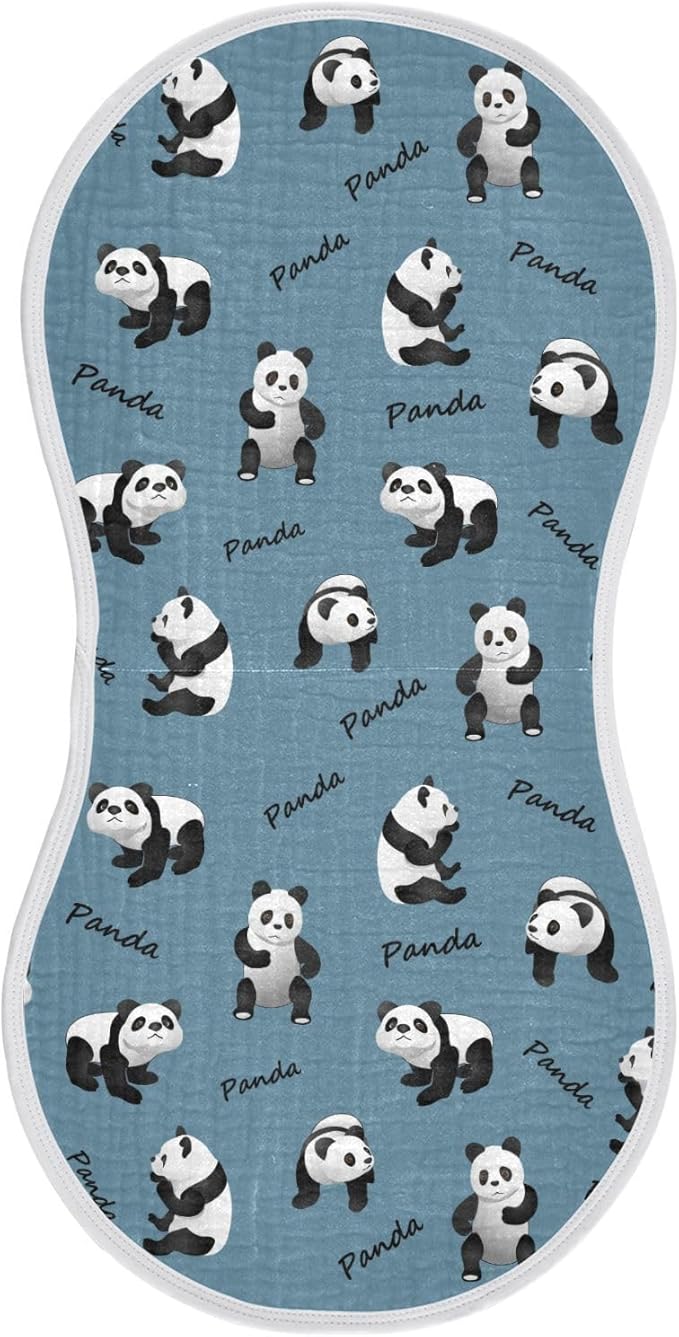 Muslin Burp Cloths for Baby Boys and Girls - 1-Pack Ultra Absorbent Cute Panda Muslin Washcloths, Newborn Towel, Milk Spit Up Rags, Burp Cloth Bib for Unisex, 22 x 11 Inch