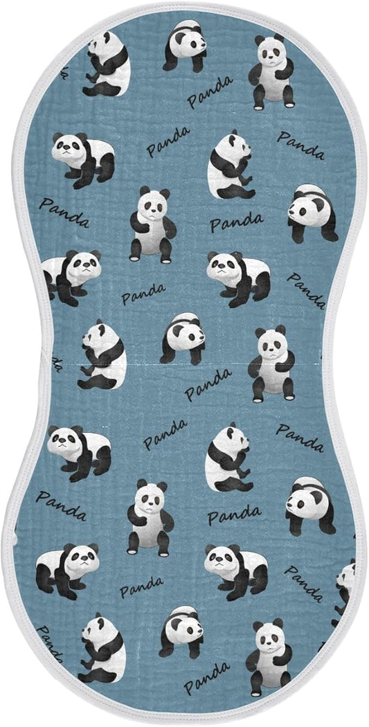 Muslin Burp Cloths for Baby Boys and Girls - 1-Pack Ultra Absorbent Cute Panda Muslin Washcloths, Newborn Towel, Milk Spit Up Rags, Burp Cloth Bib for Unisex, 22 x 11 Inch